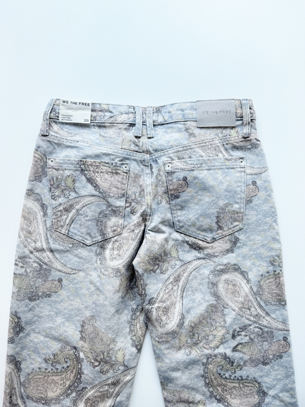 Free People We The Free Tennessee Low Rise Paisley Jeans Limestone Blue NWT - Picture 6 of 13